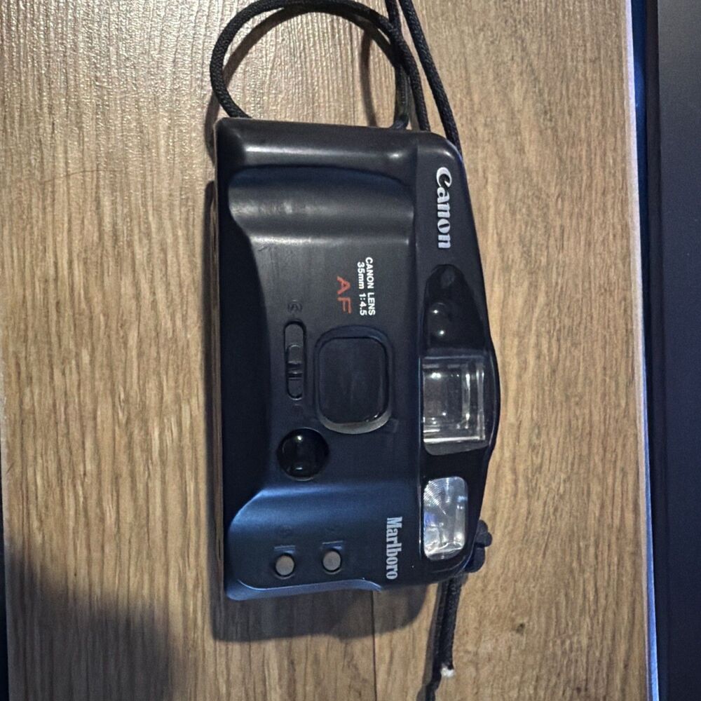 Canon Sure Shot Owl AF Marlboro 35mm Camera Missing Battery Cover